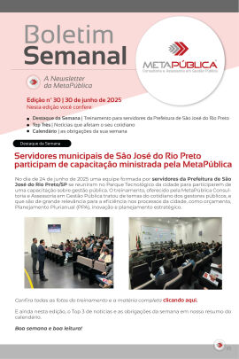 Imagem da notícia BOLETIM SEMANAL Nº 30 - 30 DE JUNHO DE 2025